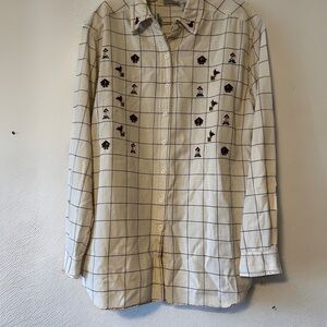 Vintage Bobbi Brooks Cardinal Birdhouse Long Sleeve Button Up XL Grandma Cottage